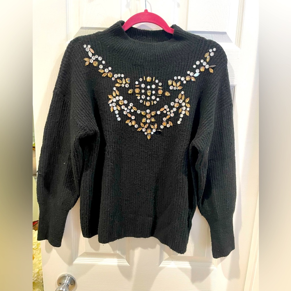 bejeweled mock sweater